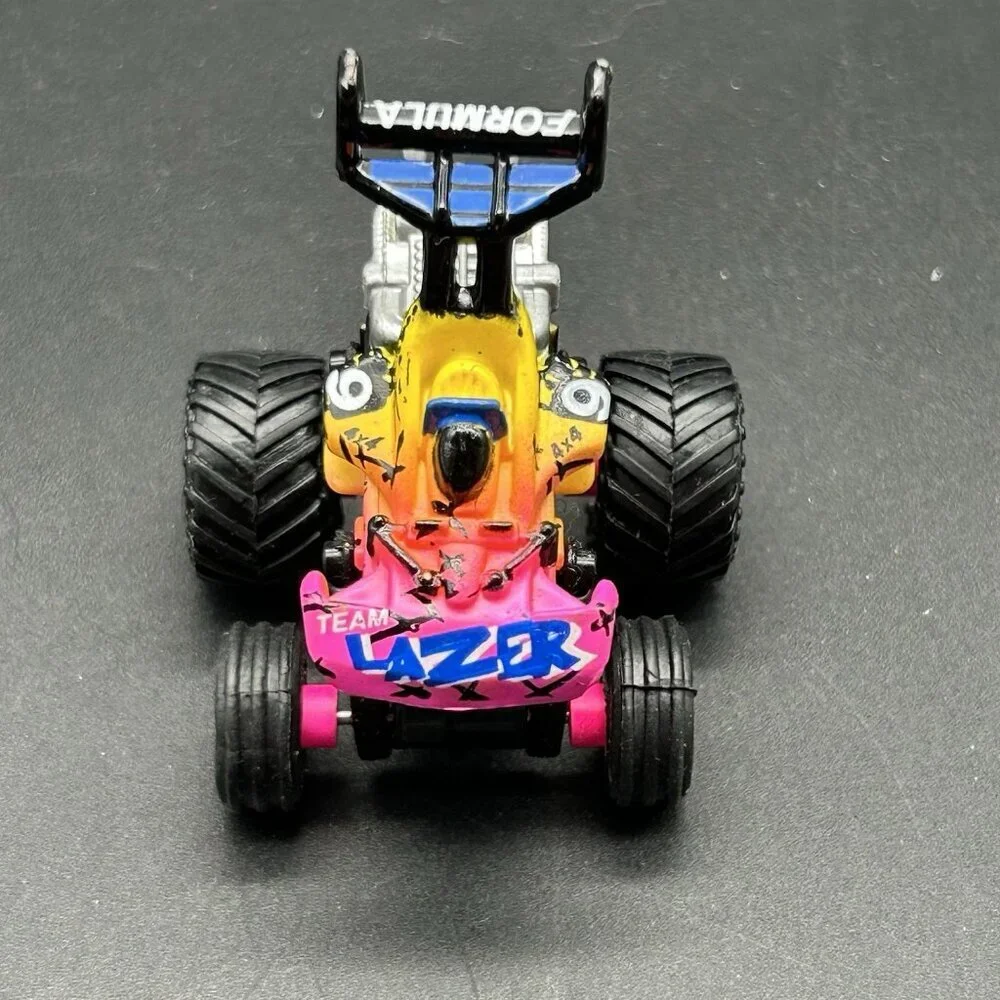 Vintage 90s Micro Machines TEAM LAZER Monster Truck Pink Yellow Galoob Tuff Trax